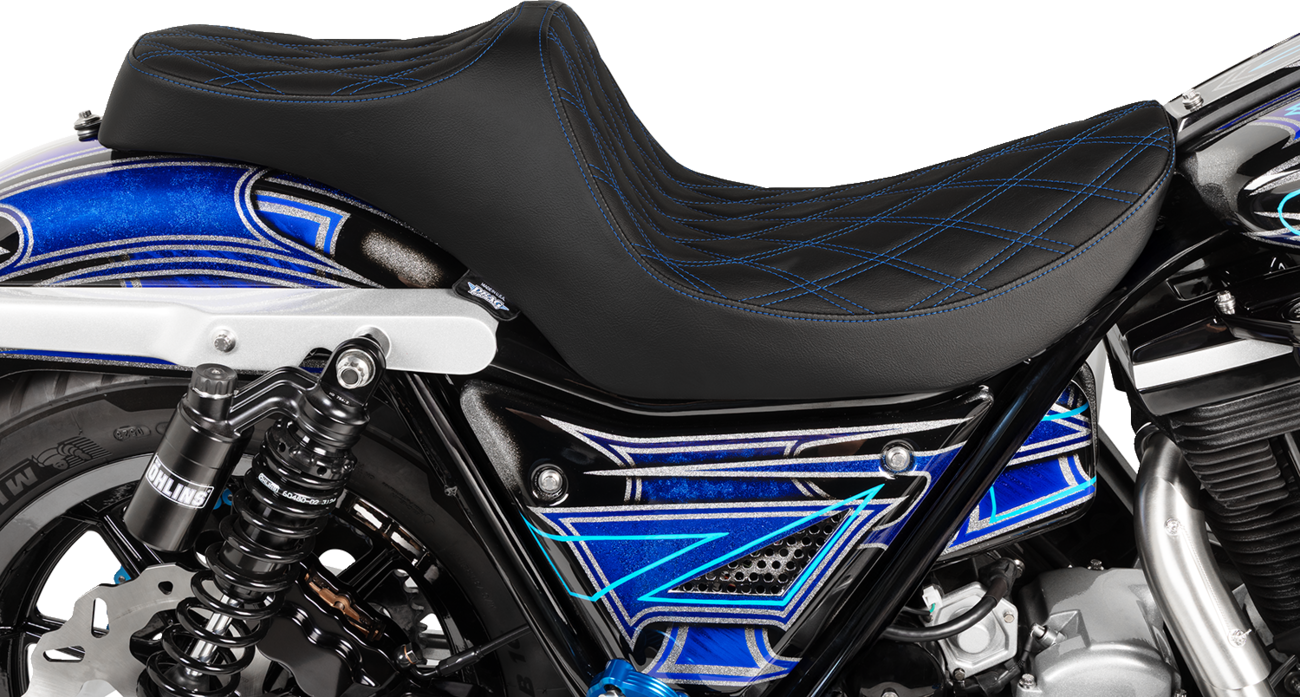 Drag Specialties Seats Predator III Seat - Double Diamond - Black Stitching - FXR '82-'00