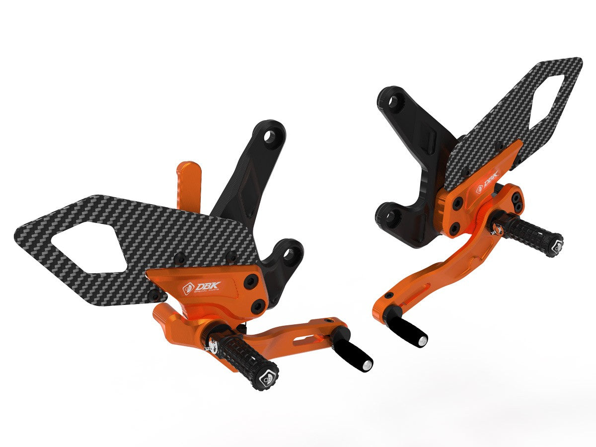 Ducabike DBK PRKTM01 KTM 990 Duke Adjustable Pilot Rearsets Kit - BLACK-ORANGE