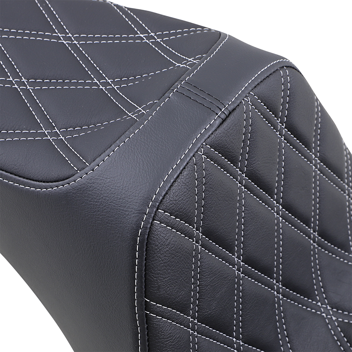 Drag Specialties Seats Predator III 2-Up Seat - Vinyl - Double Diamond - Silver Stitching - Softail '06-'17