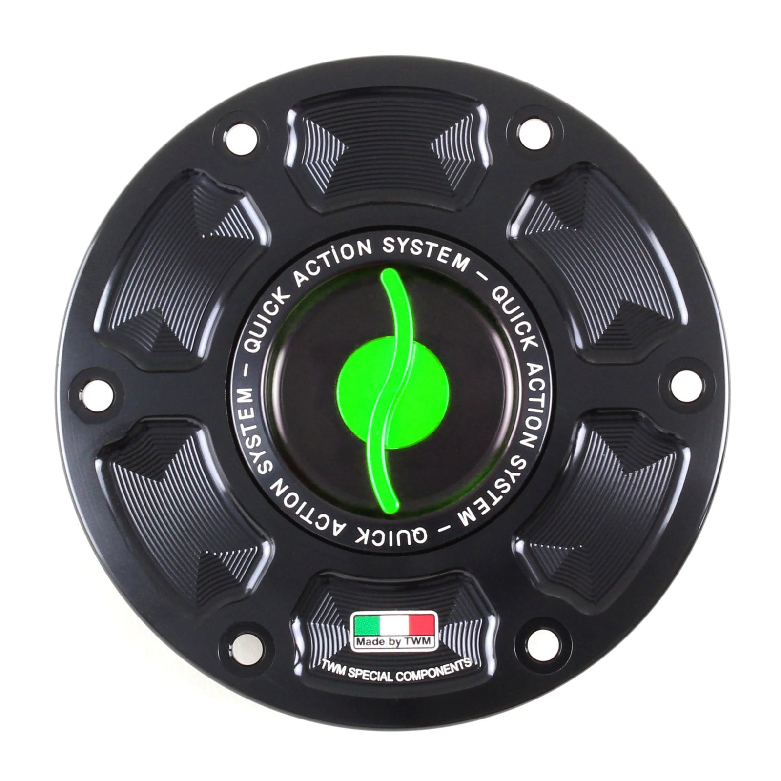 TWM CNC Aluminum Gas Cap / Fuel Cap with Green Center Cap for Ducati Motorcycles
