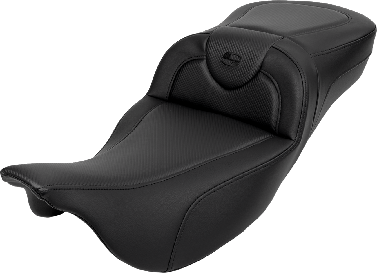 Saddlemen Roadsofa™ Extended Reach Seat - Carbon Fiber - Black Stitch - Backrest - FL '08-'24
