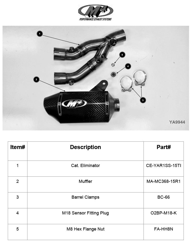 M4 Exhaust YA9944 Component Key
