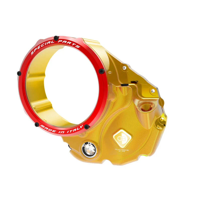 Ducabike DBK 3D Clear Clutch Cover For Ducati Monster 1200 1200S 1200R - Gold-Red
