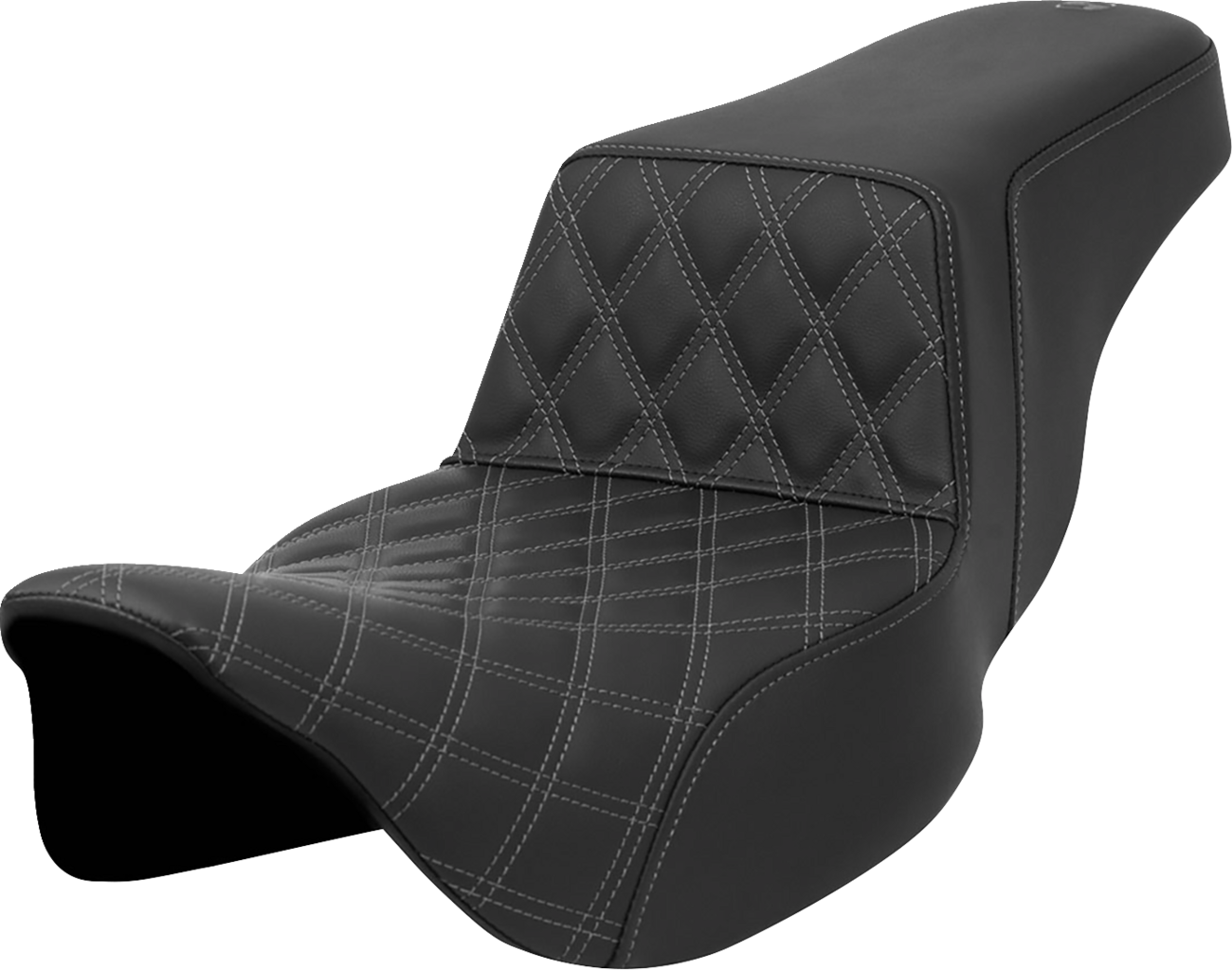 Saddlemen Step-Up Seat - Front Lattice Stitch - Gray Stitch - Extended Reach - FLH/FLT '08-'23