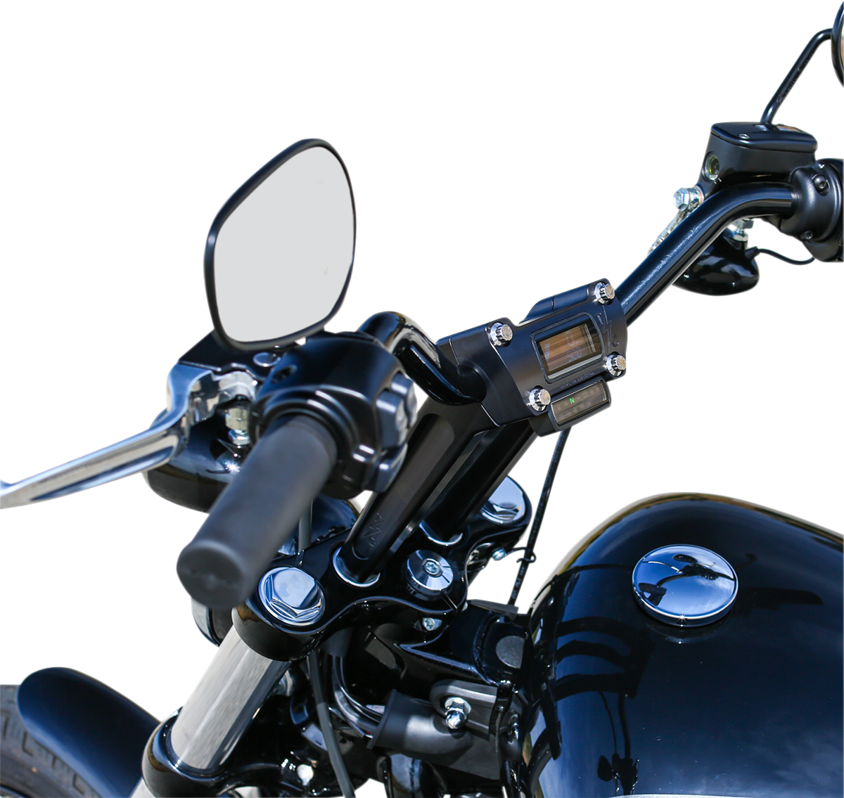 Thrashin Supply CO. Handlebar Risers - Straight - 8" - Gauge Cutout - Black