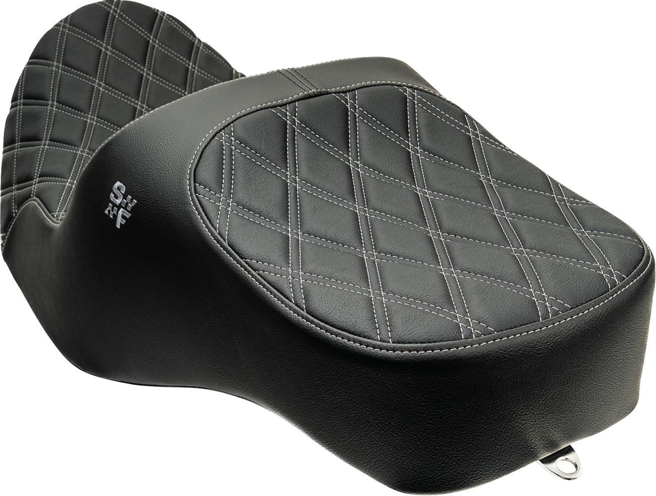 Slyfox Chariot Seat - Silver Double Diamond Stitch - Silver Logo - FLH/FLT '09-'23.5