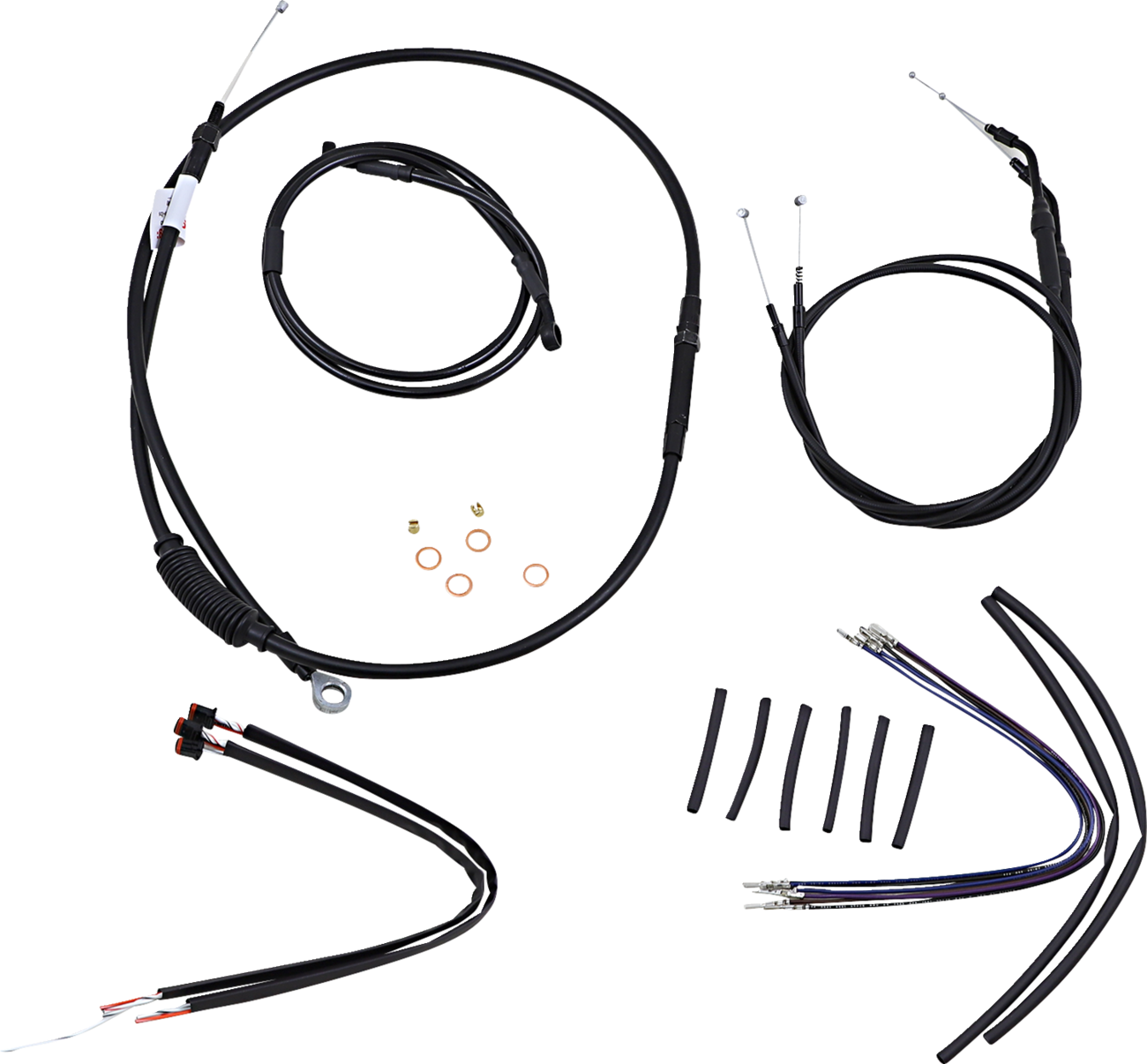 Burly Brand Jail Bar Cable Kit - 14" Handlebars - Black Vinyl - '14-'22 XL