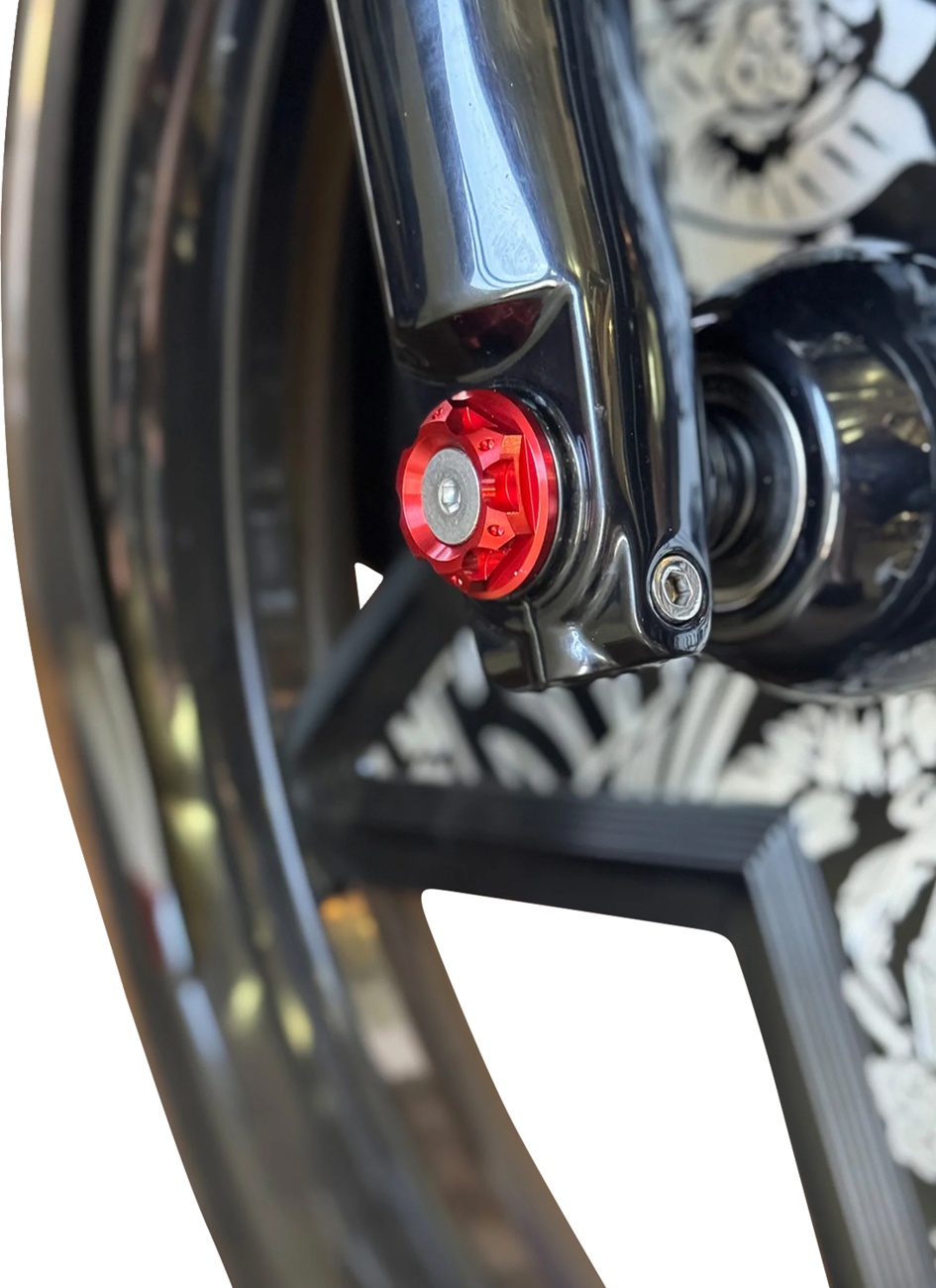 Paul Yaffe Bagger Nation Y-Axle With Turret Style Axle Cover Kit - Custom - Front - Red - 1"