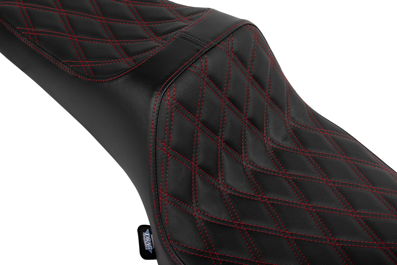 Drag Specialties Seats Predator III 2-Up Seat - Vinyl - Double Diamond - Red Stitch - Chieftain '25/Challenger '20-'25
