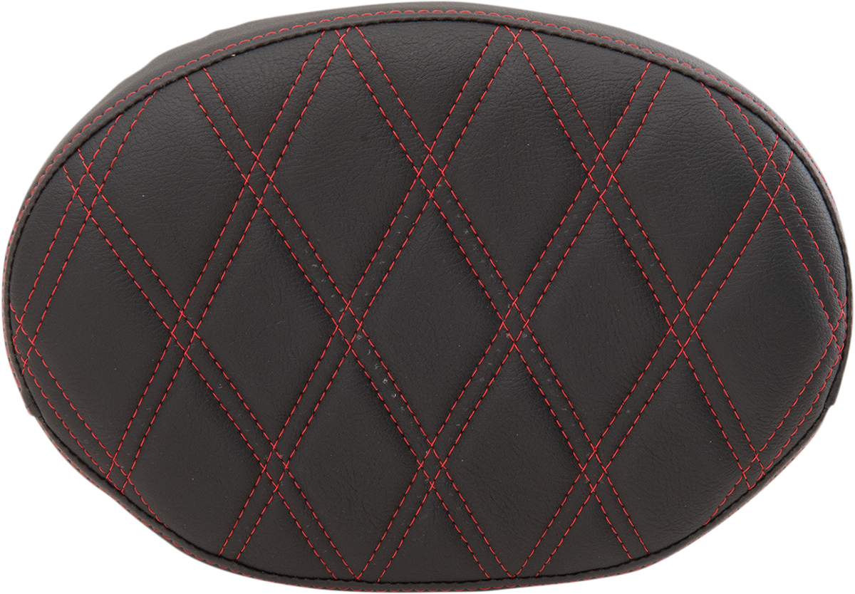 Drag Specialties Seats Oval Sissy Bar Pad - Double Diamond - Red Stitch - FL '99-'22