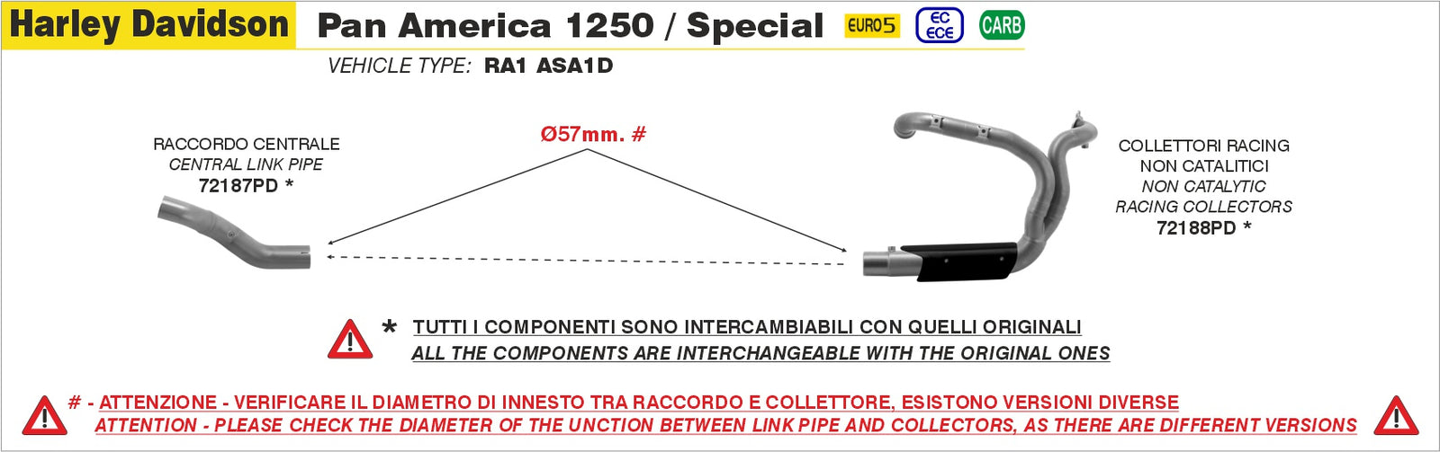 Arrow 72187PD Non Catalized Mid-Pipe