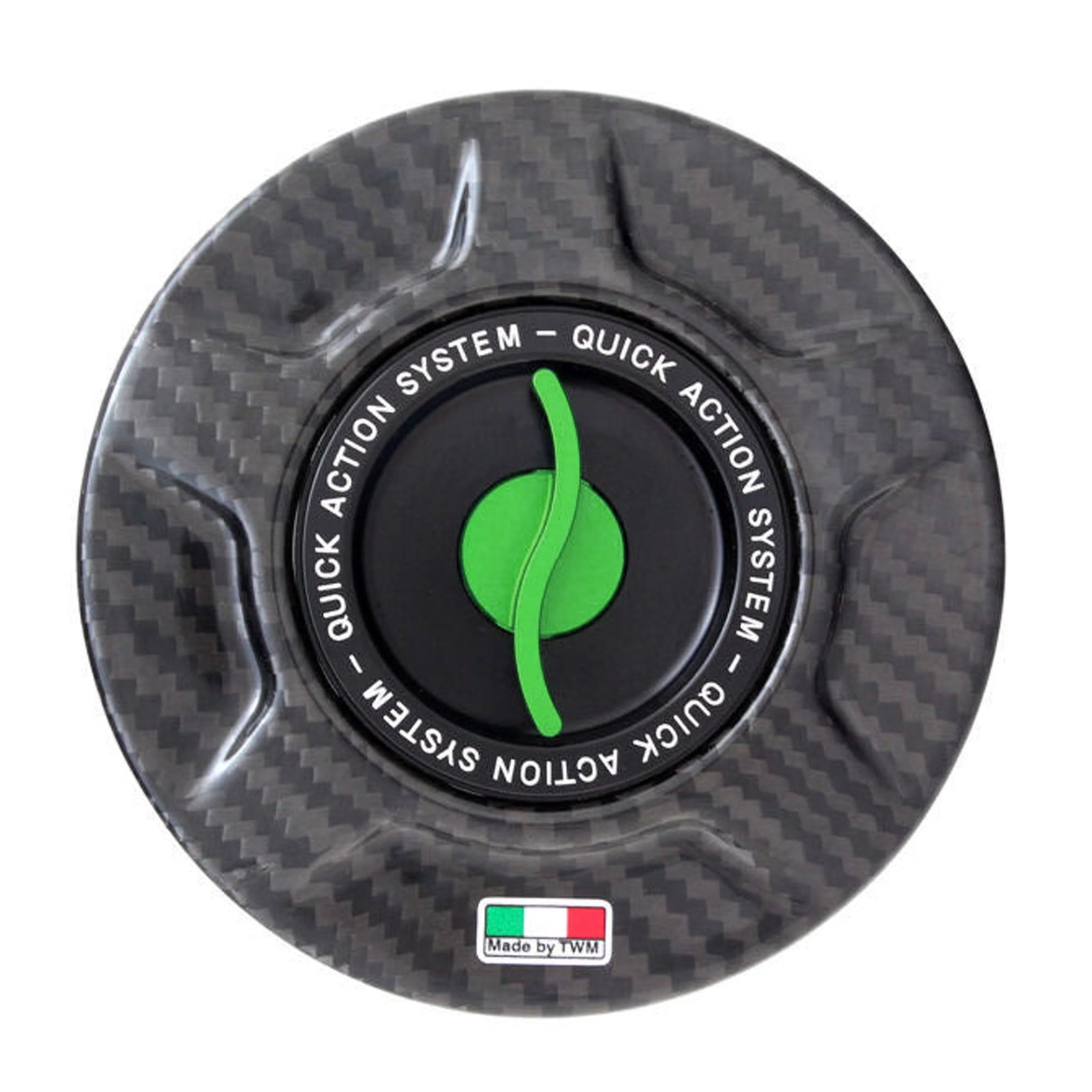 TWM Autoclave Carbon Gas Cap / Fuel Cap with Green Center Cap for Aprilia Motorcycles