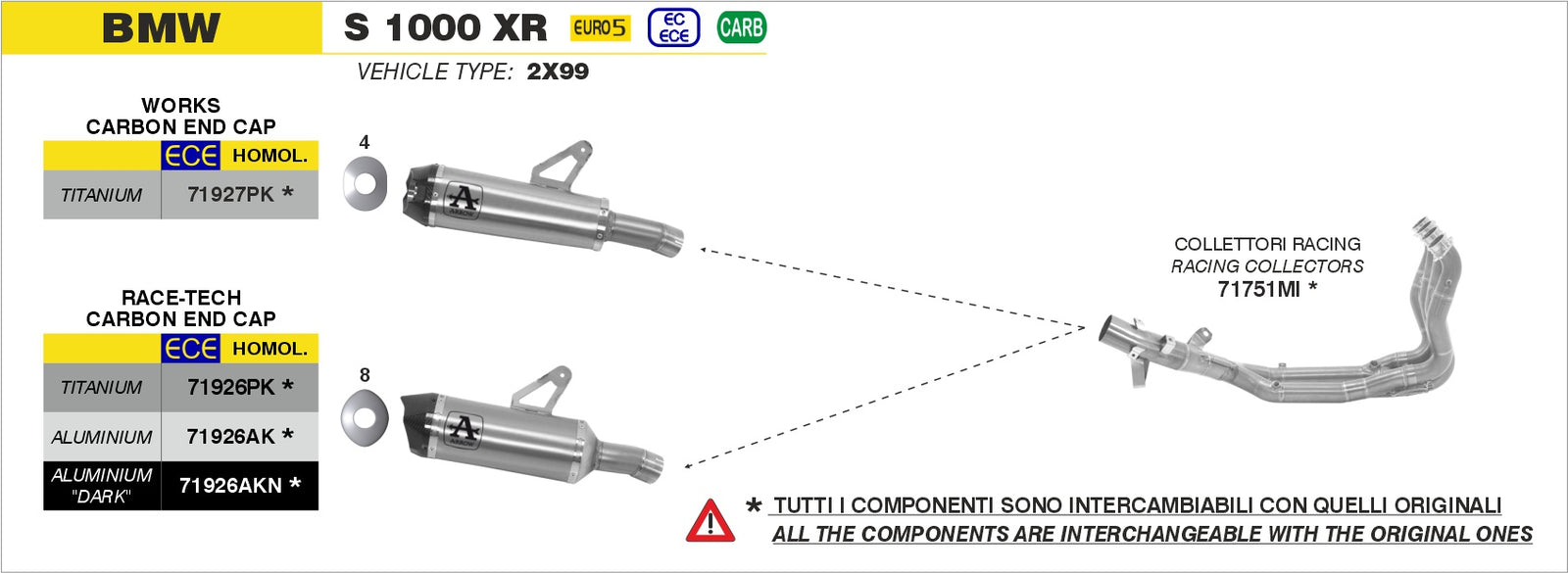 Arrow 71751MI Stainless Steel Racing Headers - Assembly Diagram