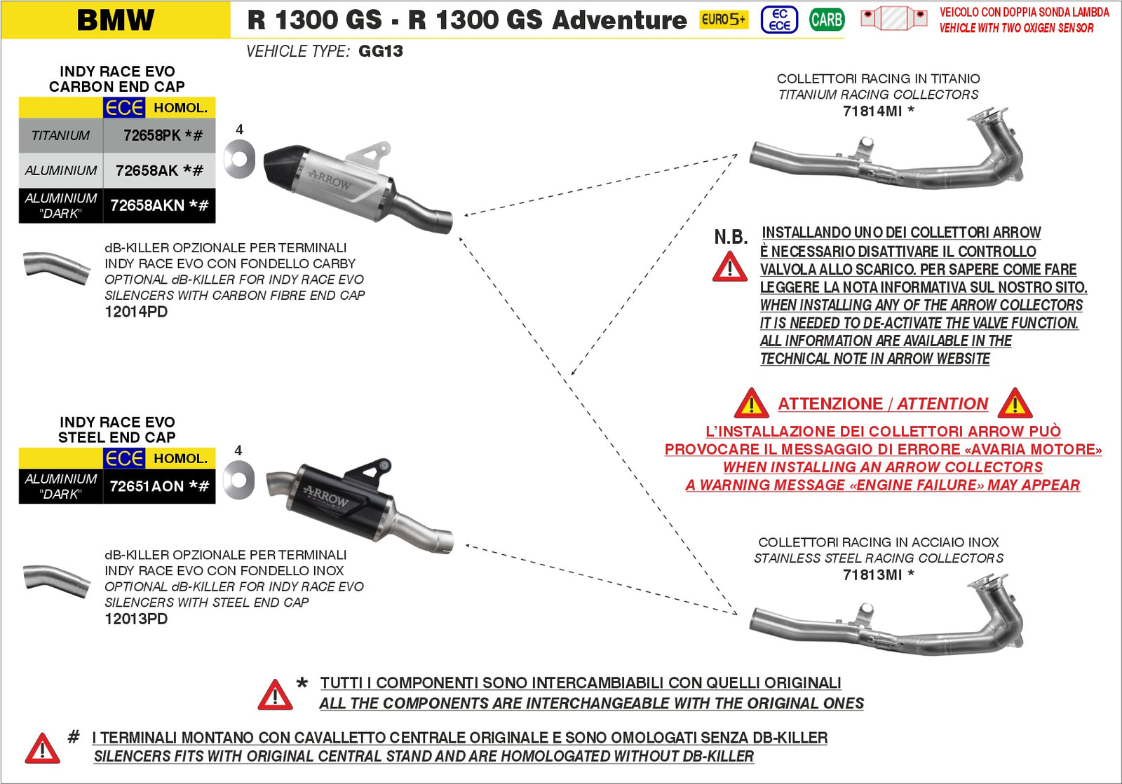 Arrow 71814MI Titanium Racing Headers - Assembly Diagram