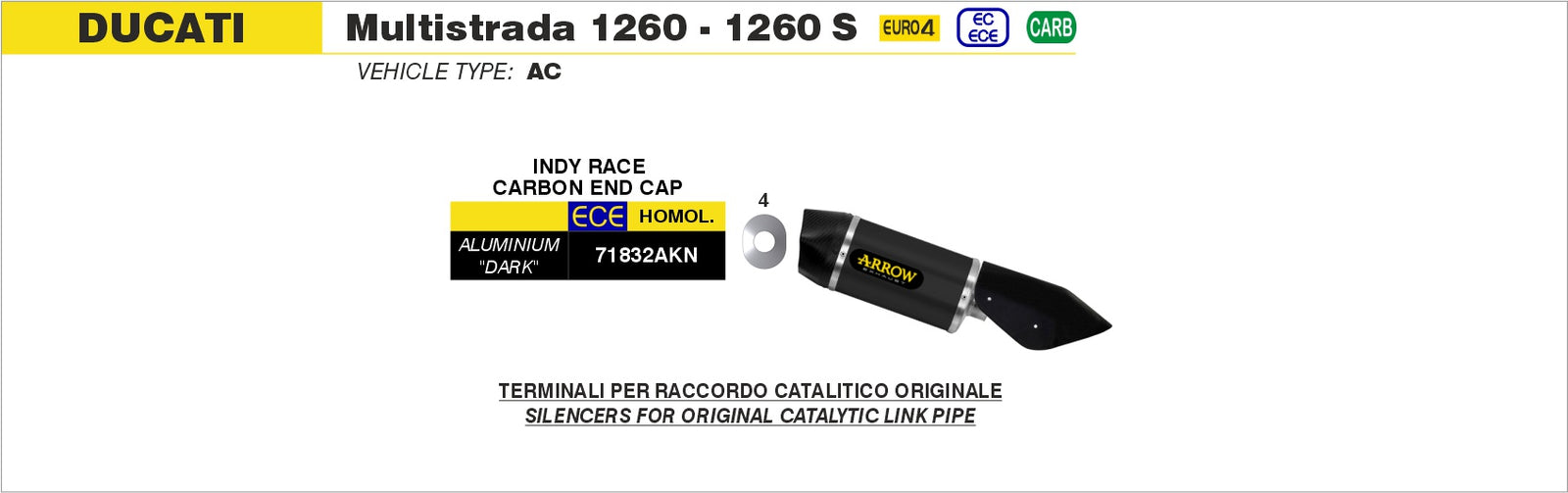 Arrow 71832AKN Indy Race Aluminium Dark Slip On With Carbon End Cap - Assembly Diagram