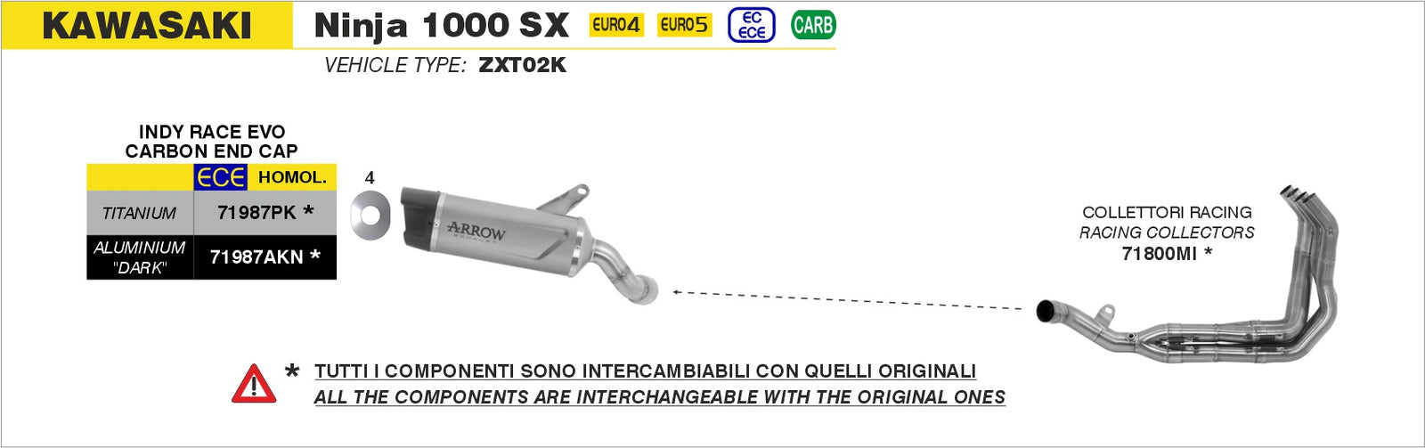 Arrow 71800MI Racing Headers - Assembly Diagram