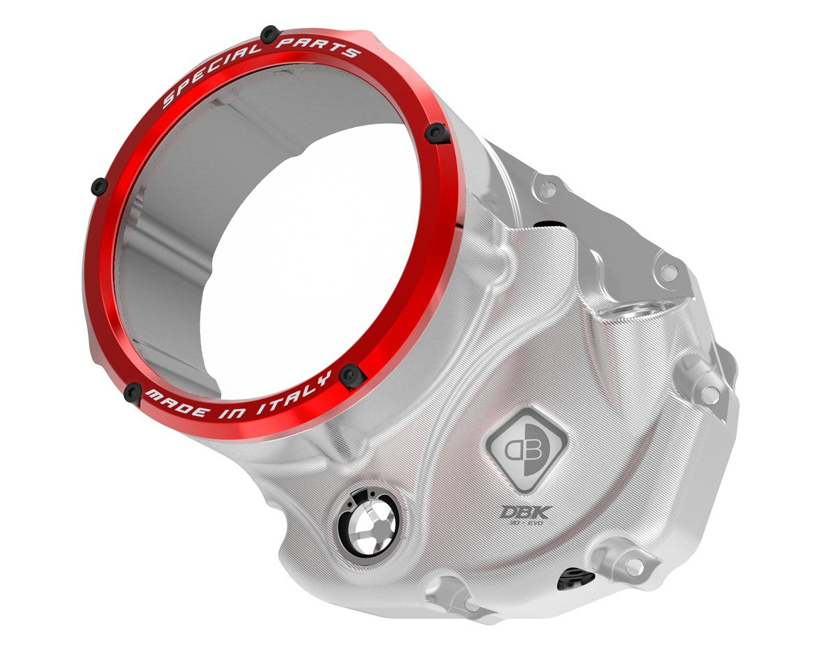 Ducabike DBK CCDV05 3D-EVO Clear Clutch Cover Oil Bath - SILVER-RED