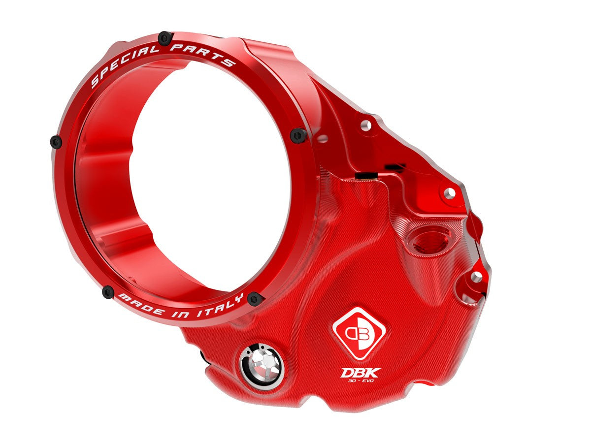 Ducabike DBK CCDV06 3D-EVO Clear Clutch Cover Oil Bath - RED-RED