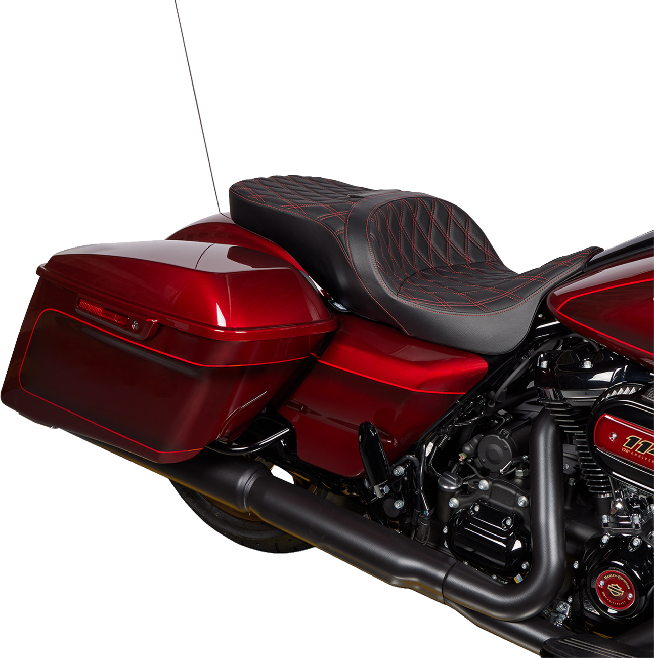 Drag Specialties Seats Freedom Seat - Vinyl - Double Diamond Red Stitch - FLH '09-'23
