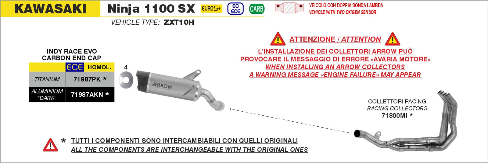 Arrow 71800MI Racing Headers - Assembly Diagram
