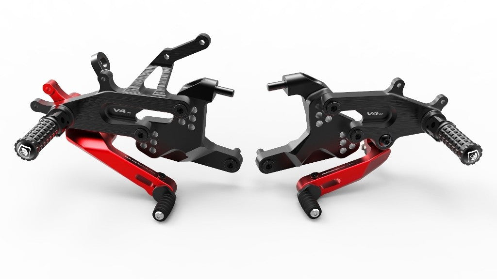 Ducabike DBK PRV401 Adjustable Rearset SBK Panigale V4 - BLACK-RED
