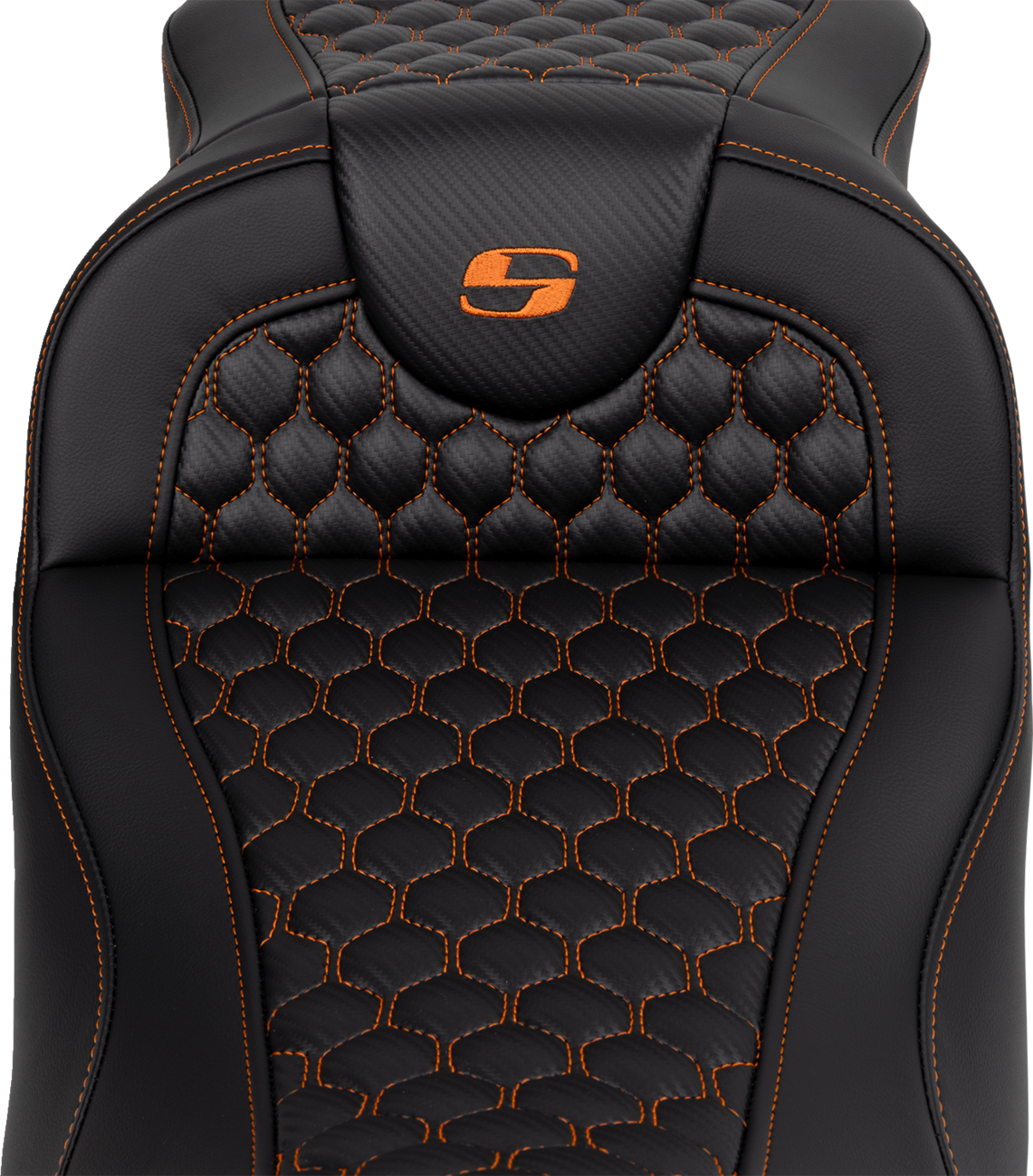 Saddlemen RoadSofa™ Seat - Honeycomb - Orange Stitch - Extended Reach - Without Backrest - FLH/FLT '08-'24