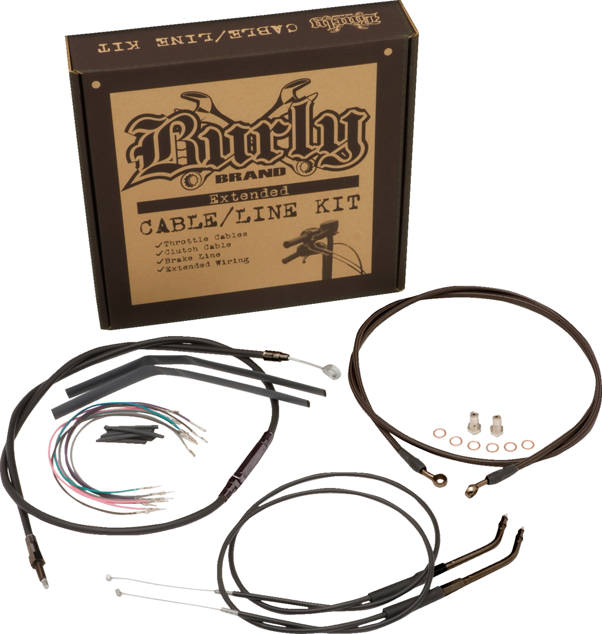 Burly Brand Jail Bar Cable Kit - 14" Handlebars - Black Vinyl - '14-'22 XL