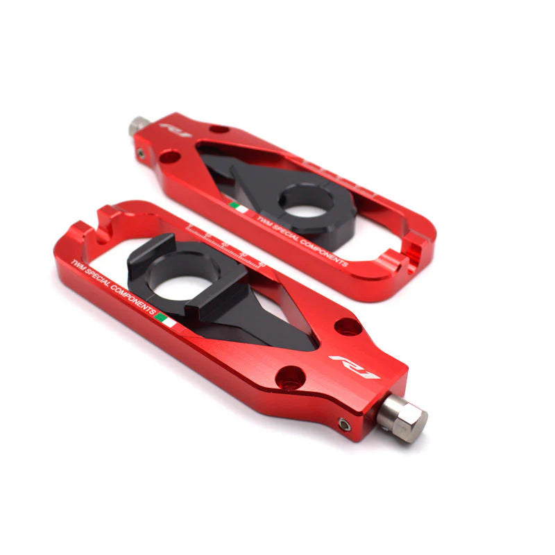 TWM WSBK Billet Chain Adjusters For Yamaha R1 R1M 2020-2025 - Red
