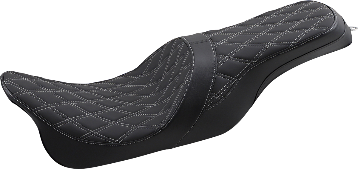 Drag Specialties Seats Forward Positioned Predator 2-Up Seat - Double Diamond - Silver Stitched - FL '08-'23