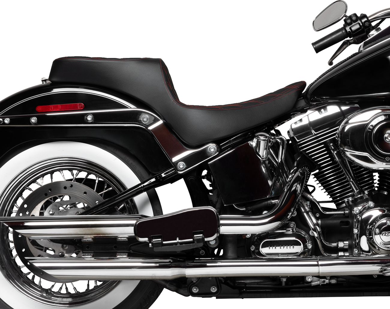 Drag Specialties Seats Performance Predator 2-Up Seat - Vinyl - Double Diamond - Red Thread - FL '00-'17