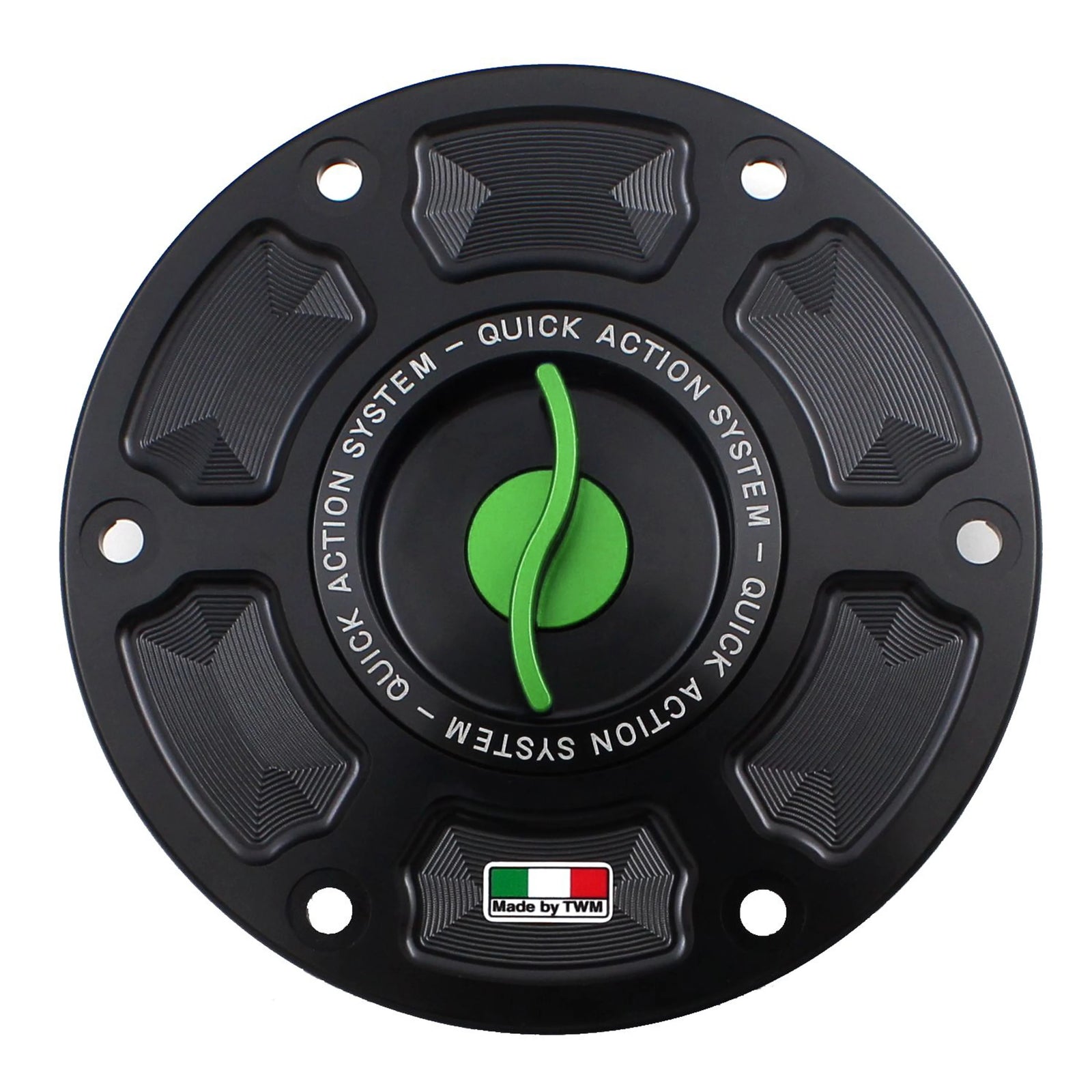 TWM CNC Aluminum Gas Cap / Fuel Cap with Green Center Cap for KTM Motorcycles