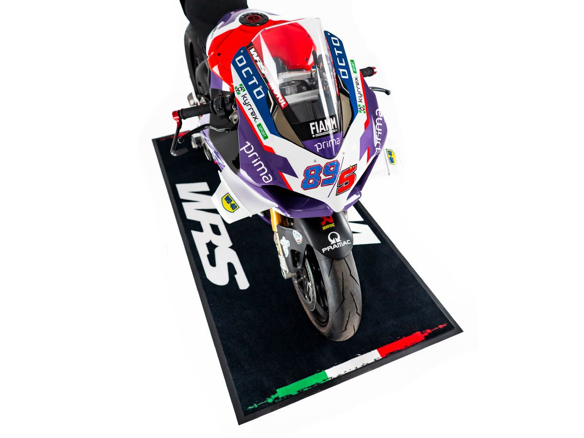 WRS Original Rectangular Motorcycle Carpet With Logo And Italian Flag