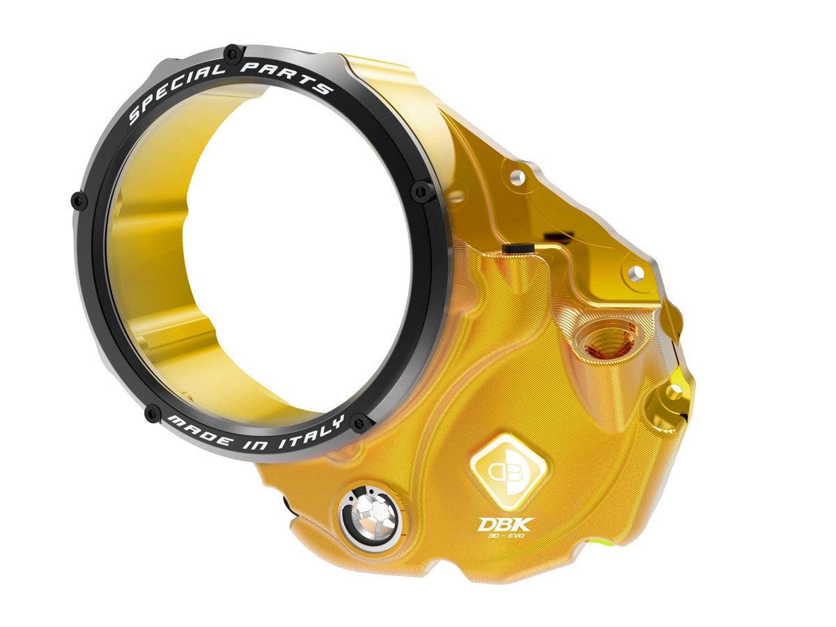 Ducabike DBK CCDV06 3D-EVO Clear Clutch Cover Oil Bath - GOLD-BLACK