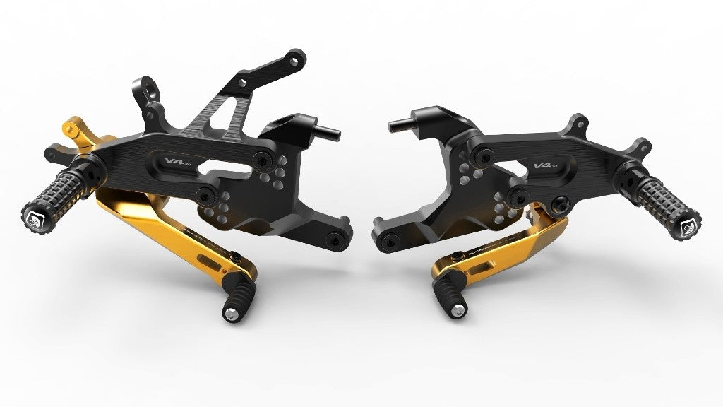 Ducabike DBK PRV401 Adjustable Rearset SBK Panigale V4 - BLACK-GOLD