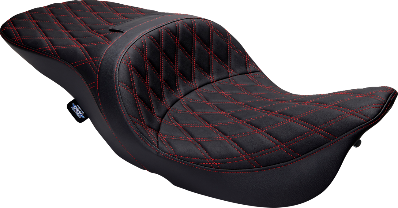 Drag Specialties Seats Freedom Seat - Vinyl - Double Diamond Red Stitch - FLH '97-'07