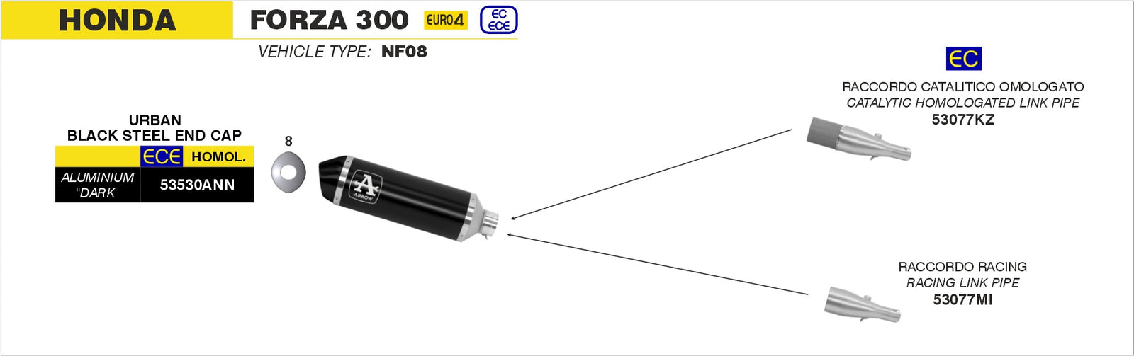 53077KZ Catalytic Homologated Link Pipe For Urban Exhaust