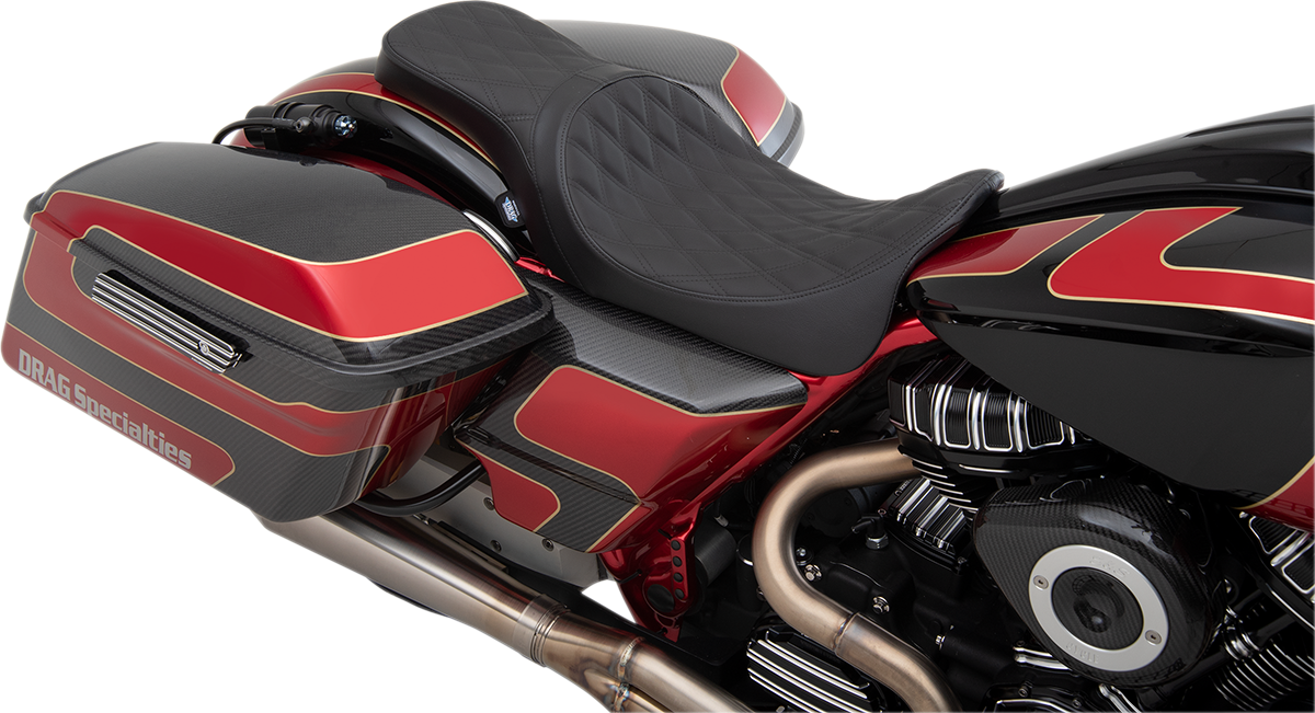 Drag Specialties Seats Predator 2-Up Seat - Double Diamond - Black Stitching - FL '08-'23