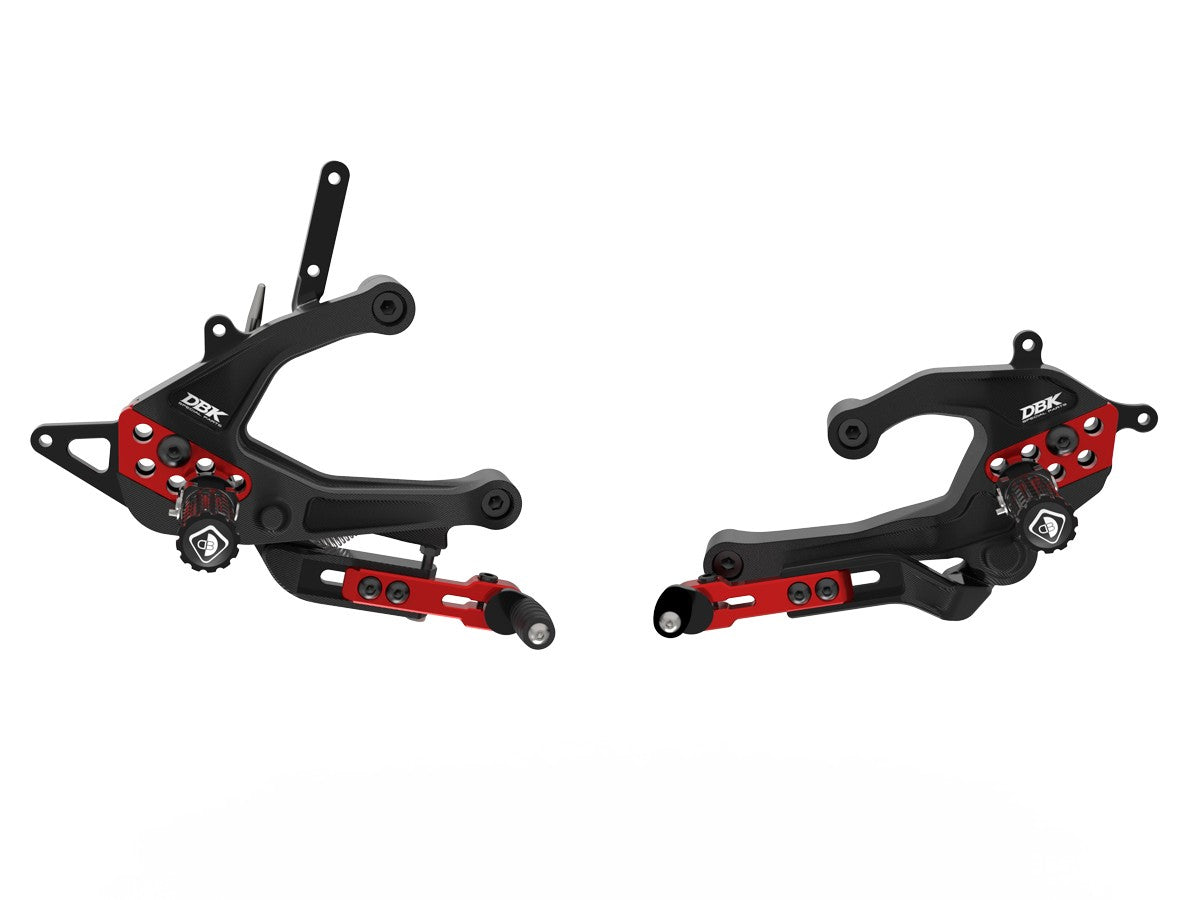 Ducabike DBK PRV201 Panigale V2 MY25 Adjustable Rearsets - BLACK-RED