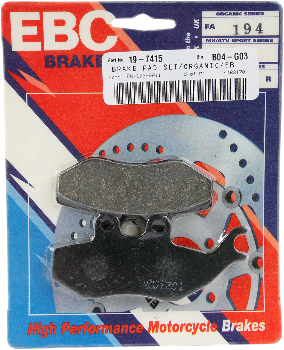 EBC Brakes Organic Brake Pads