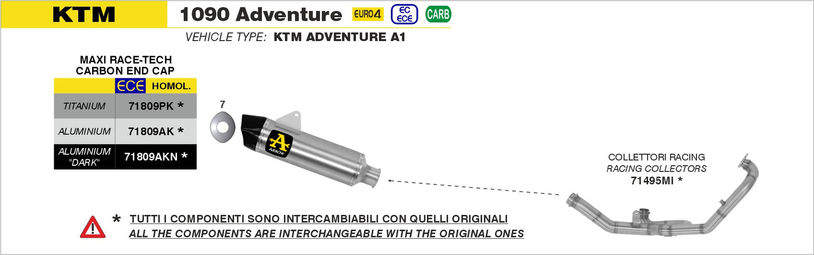 Arrow 71809PK Maxi Race-Tech Titanium Slip On With Carbon End Cap - Assembly Diagram