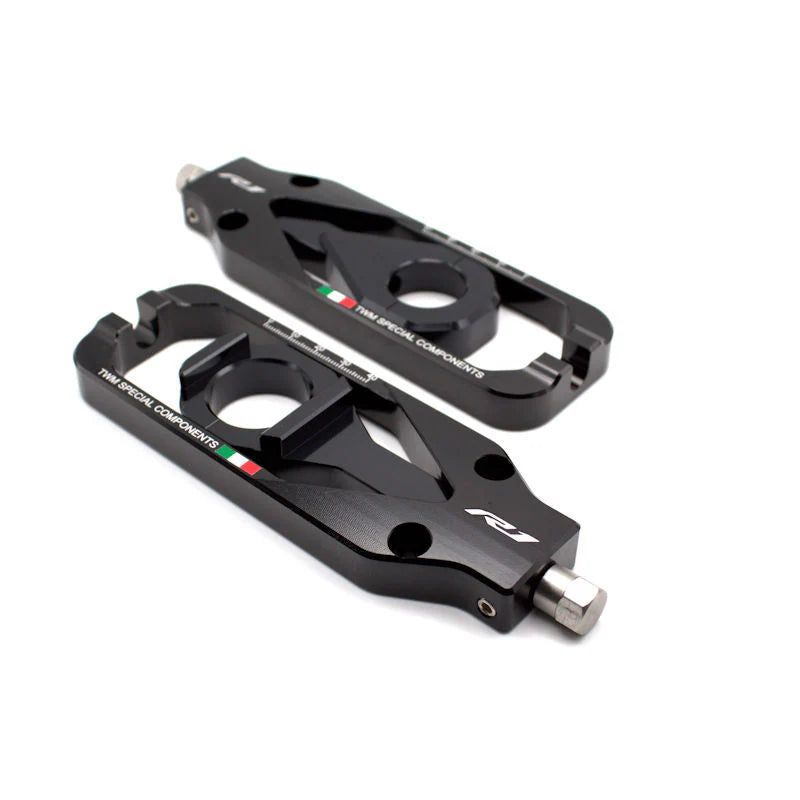 TWM WSBK Billet Chain Adjusters For Yamaha R1 R1M 2020-2025 - Black