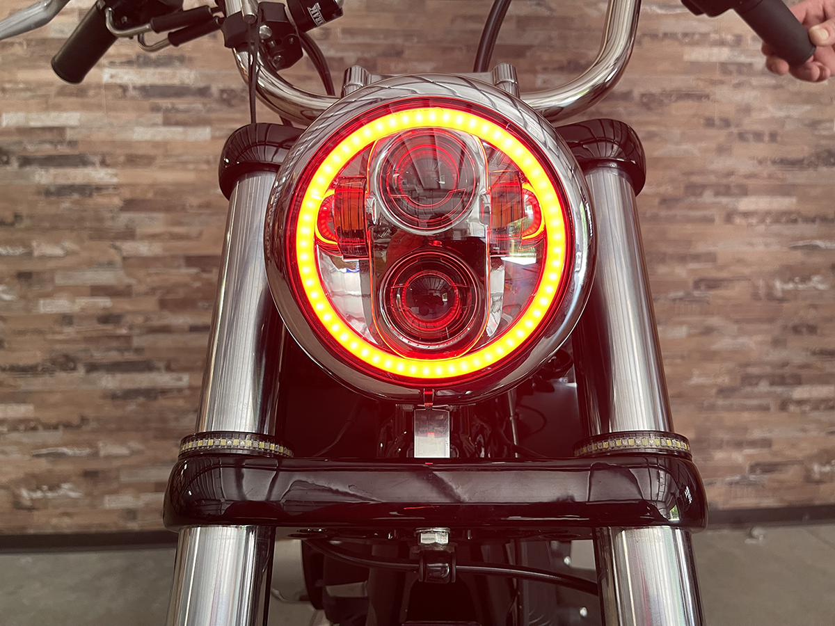 Custom Dynamics ProGLOW™ 5-3/4" Headlamp - With Mounting Ring - Chrome