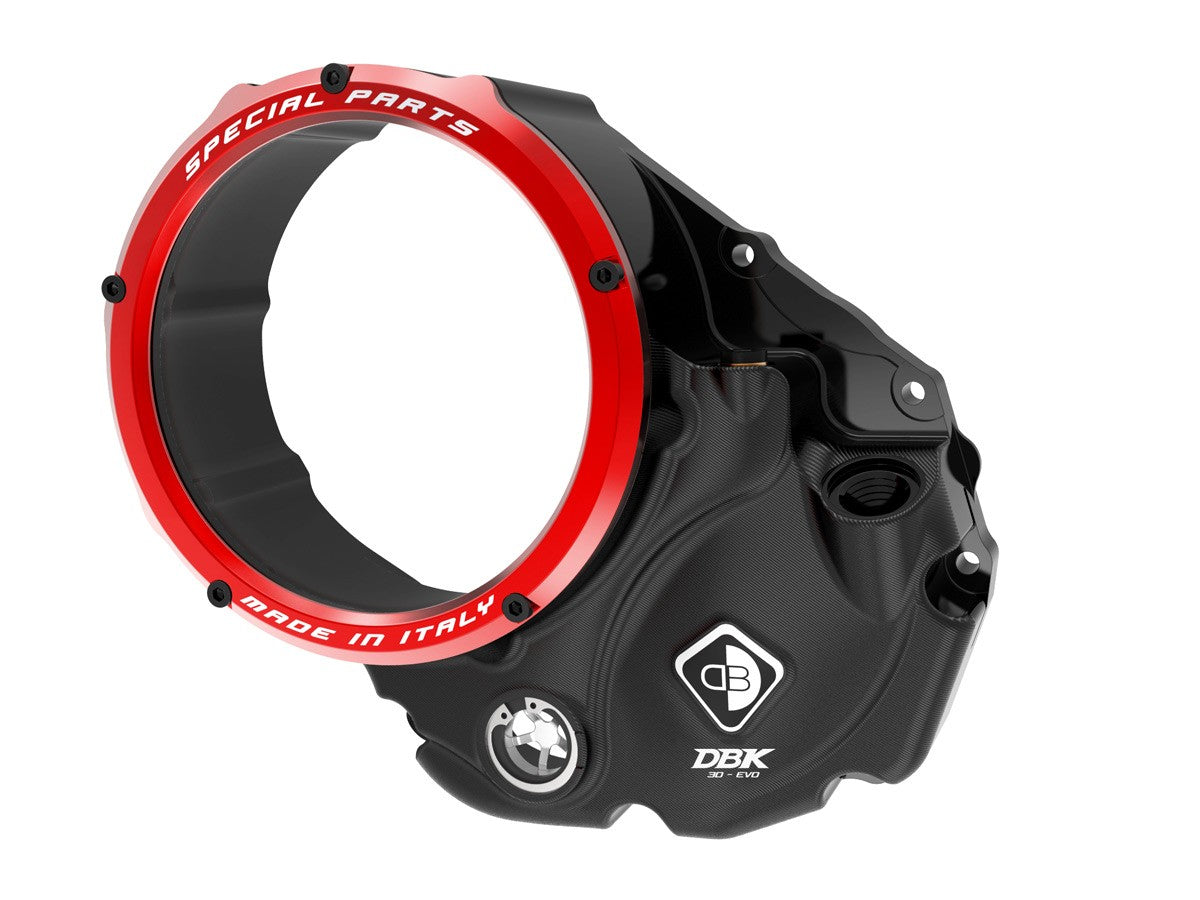 Ducabike DBK CCDV06 3D-EVO Clear Clutch Cover Oil Bath - BLACK-RED