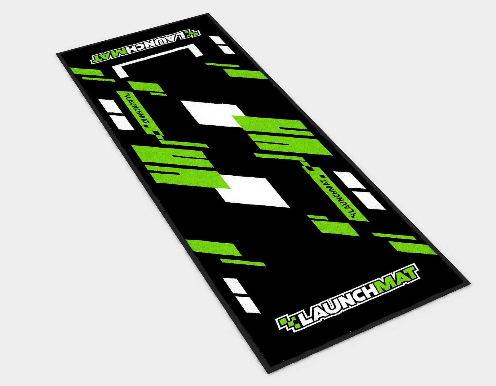 Launchmat Carpeted Motorcycle Mats (Block Design) - GREEN