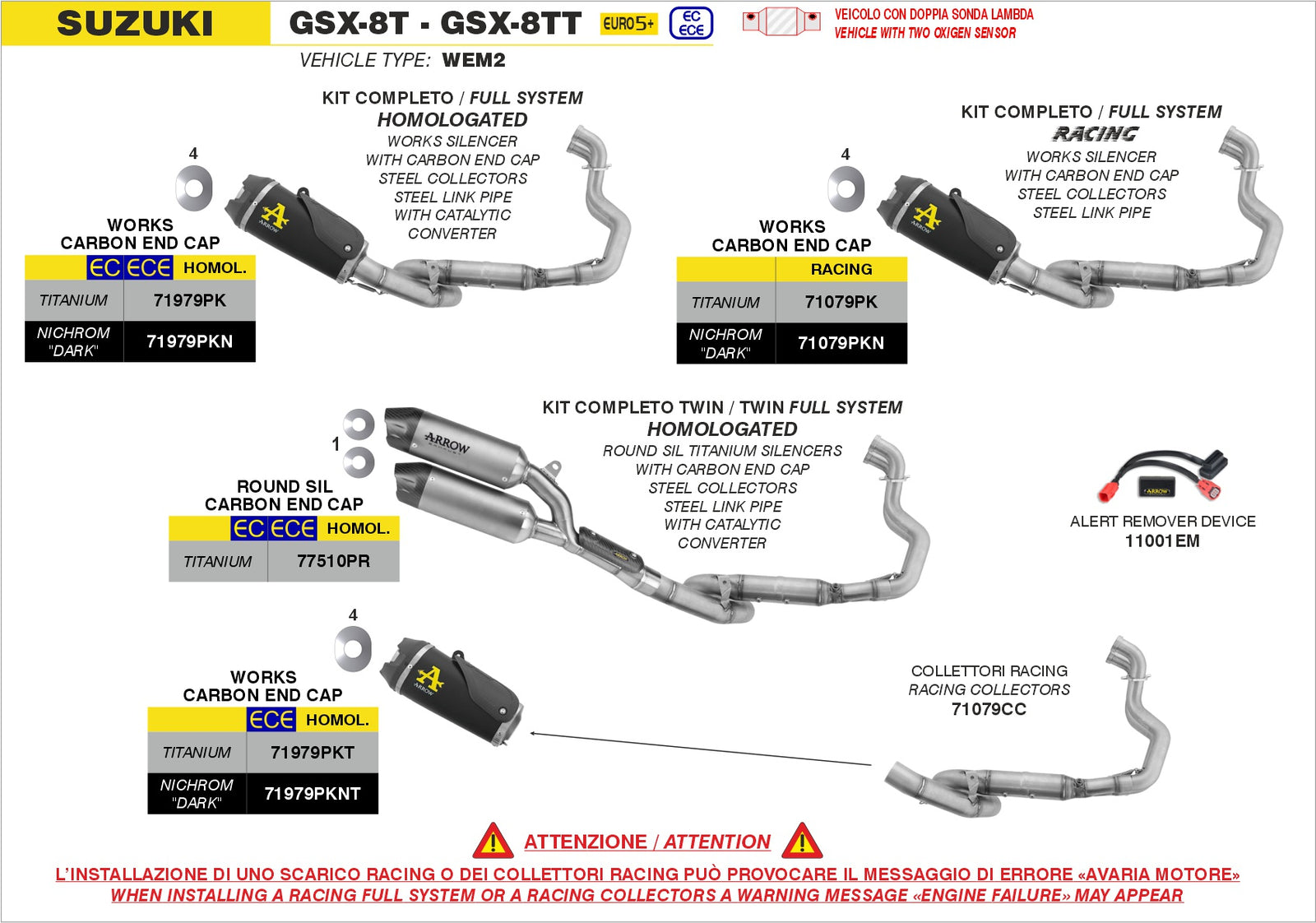 Arrow 71079PKN Works Nichrom Dark Racing Full System With Carbon End Cap