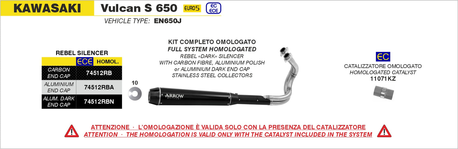 74512RBN Full System Rebel With Aluminium Dark Rear End Cap