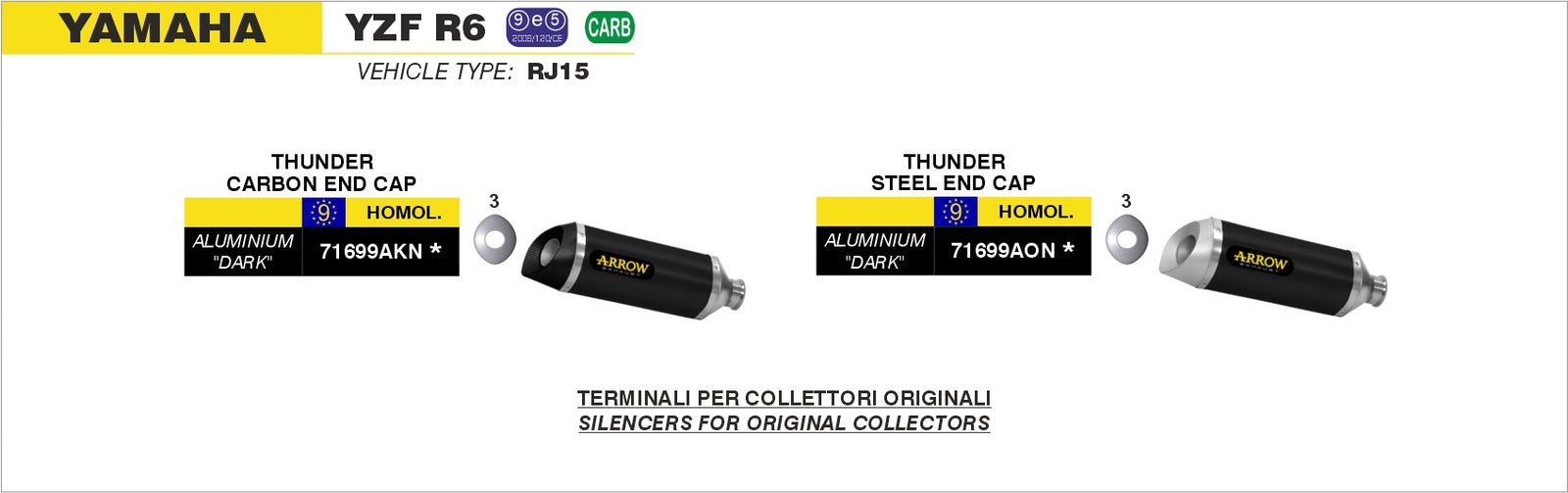 Arrow 71699AON Street Thunder Aluminium Dark Slip On For Stock Headers - Assembly Diagram
