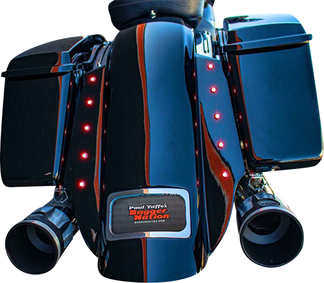 Paul Yaffe Bagger Nation Swoop Three Piece Stretched Rear Fender Kit With Side Panels And Lightening Bolts