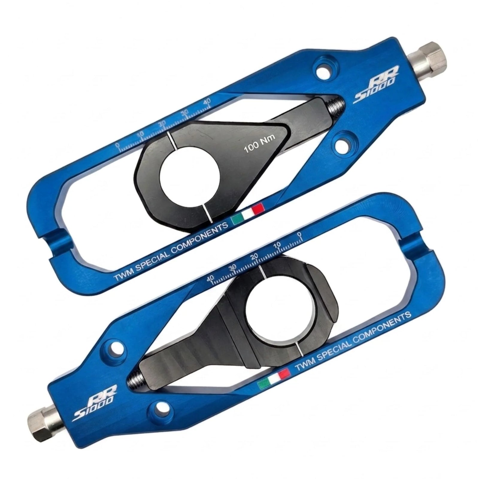 TWM CNC Aluminum Chain Adjusters for BMW - TCBMW.02 in Blue - Set Photo - TCBMW.02.B