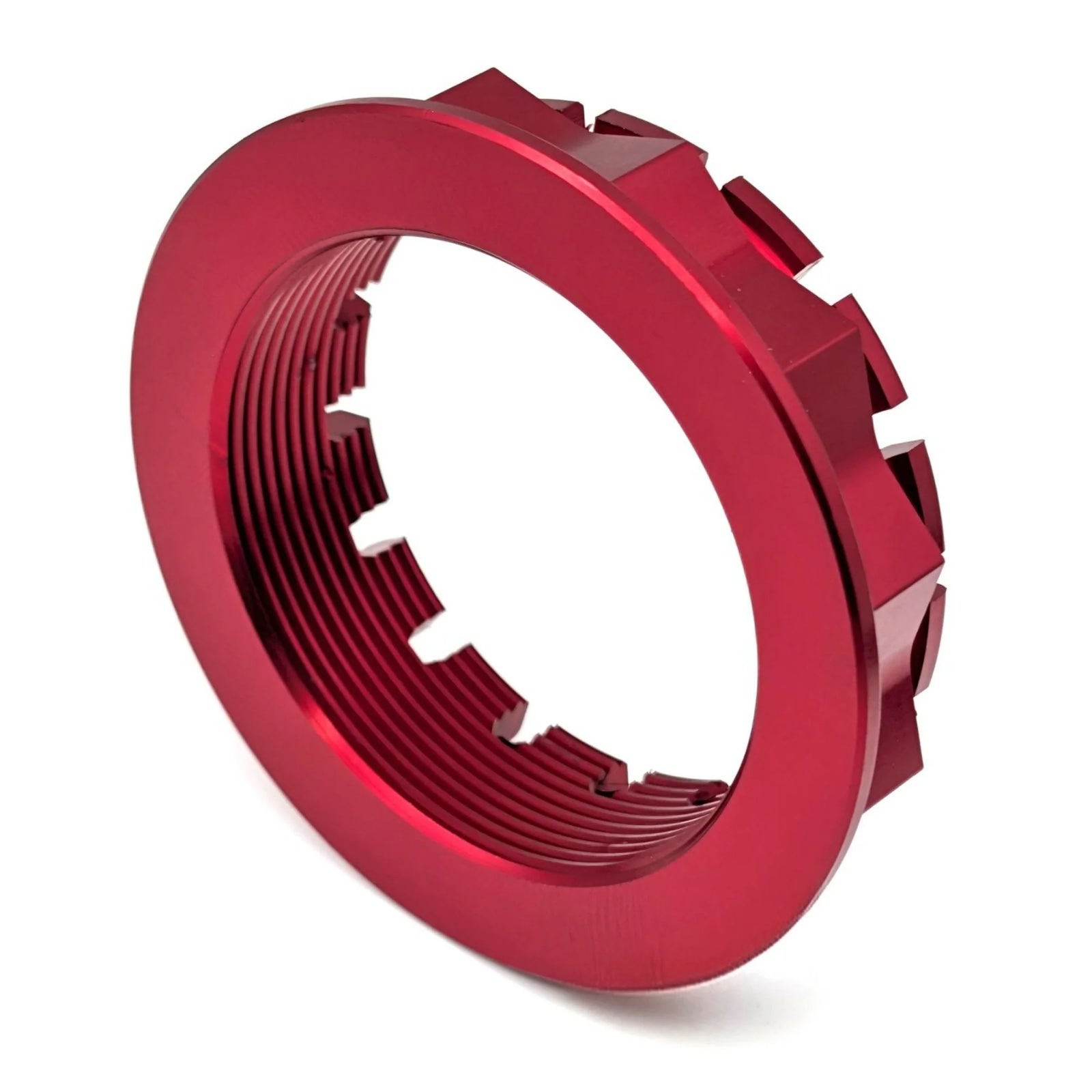 TWM CNC Aluminum Rear Wheel Axle Nut in Red Rear View for Ducati - DRPD.01.R